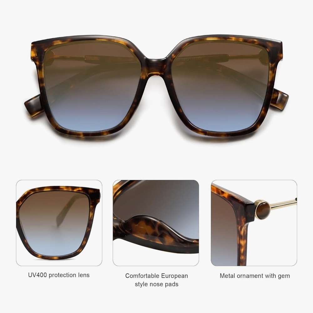 Tortoise Shell Square Sunglasses NWT - image 3